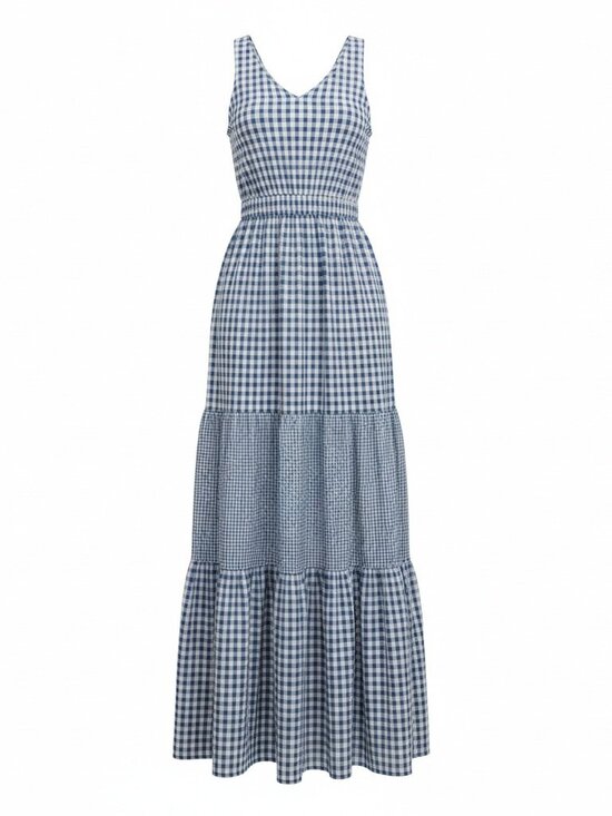 LC Lauren Conrad Dresses & Skirts - LC Lauren Conrad Rayon Blue and White Gingham Halter Maxi Dress XS